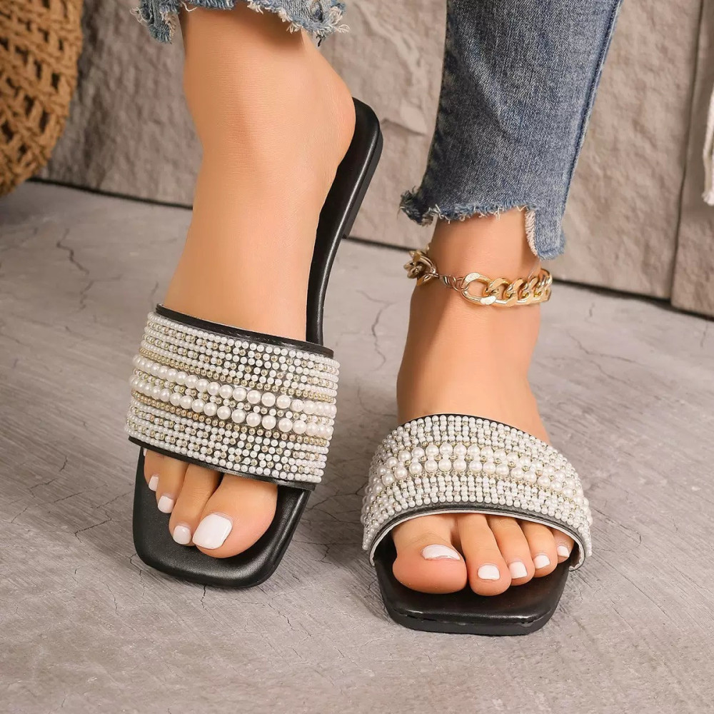 Pearly Flat Slippers