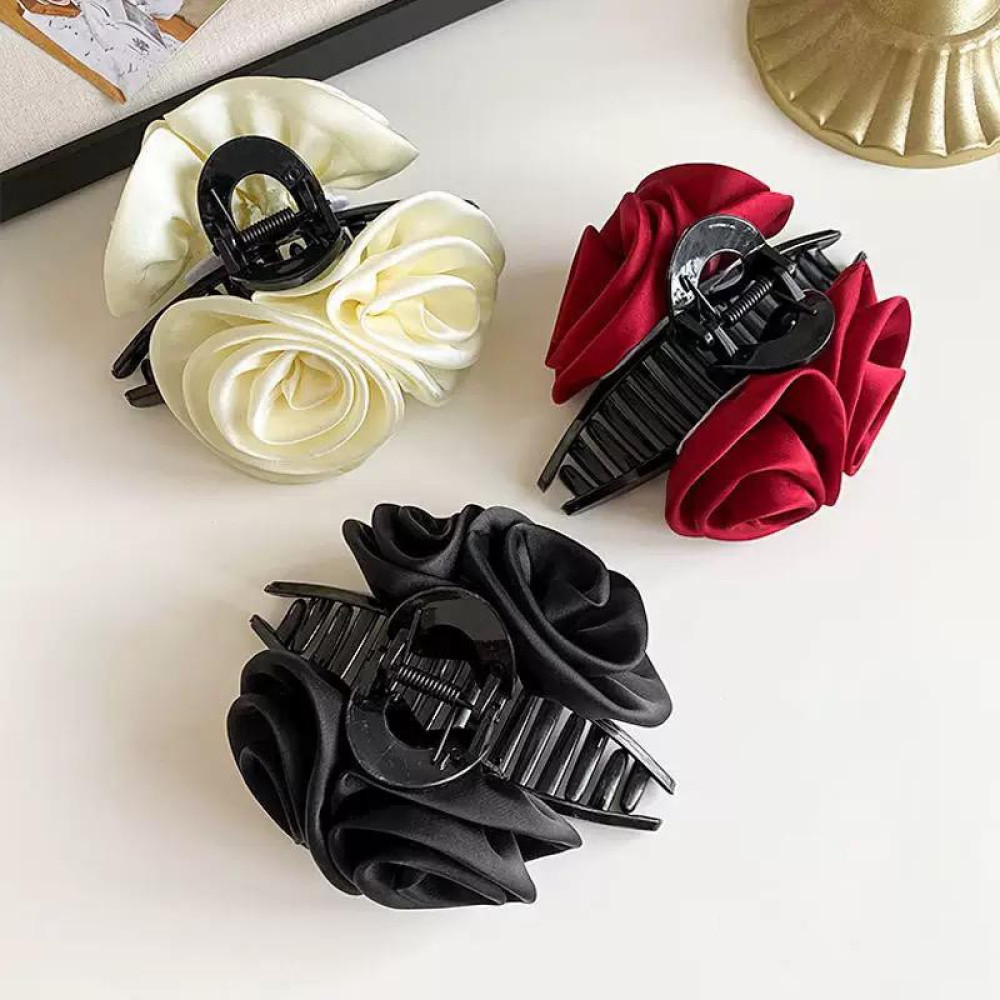 Satin Rose Flower Clip