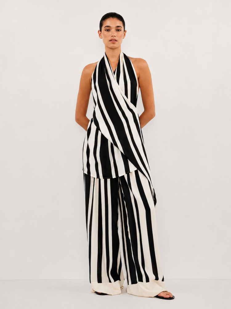 Black and White Striped Halter Design Set